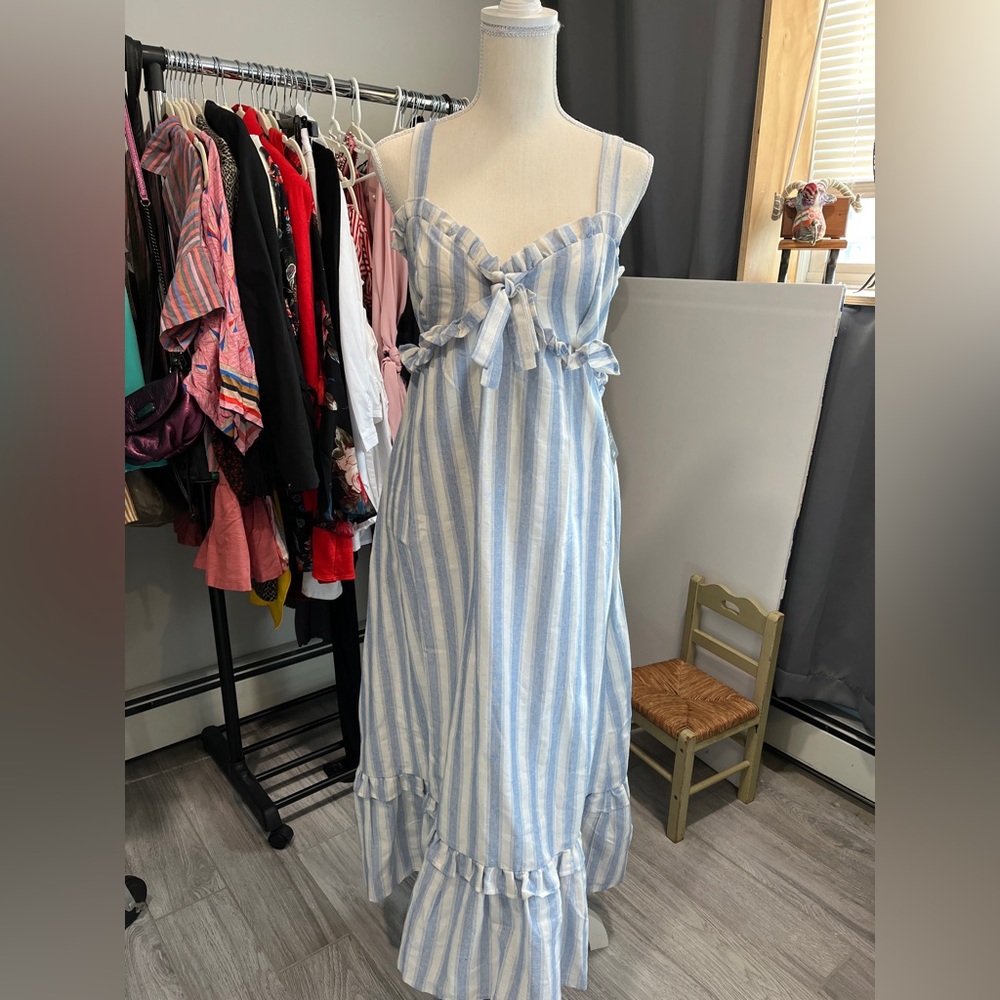 NWT lulus blue striped cotton dress style 7D1015